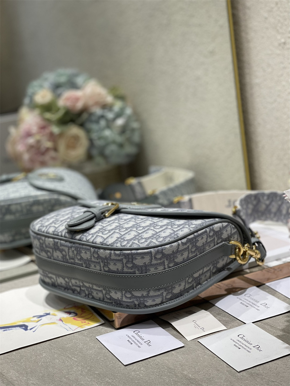 LARGE DIOR BOBBY BAG Grey Dior Oblique Jacquard