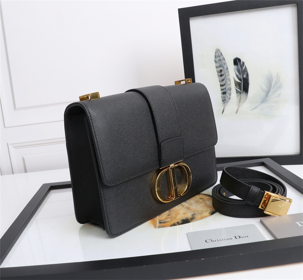 DIOR 30 MONTAIGNE CHAIN BAG Grained Black