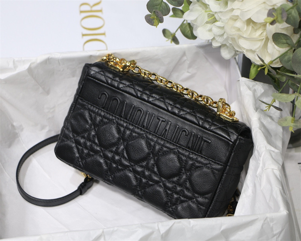 SMALL DIOR CARO BAG Black Supple Cannage Calfskin 20 x 12 x 7 cm