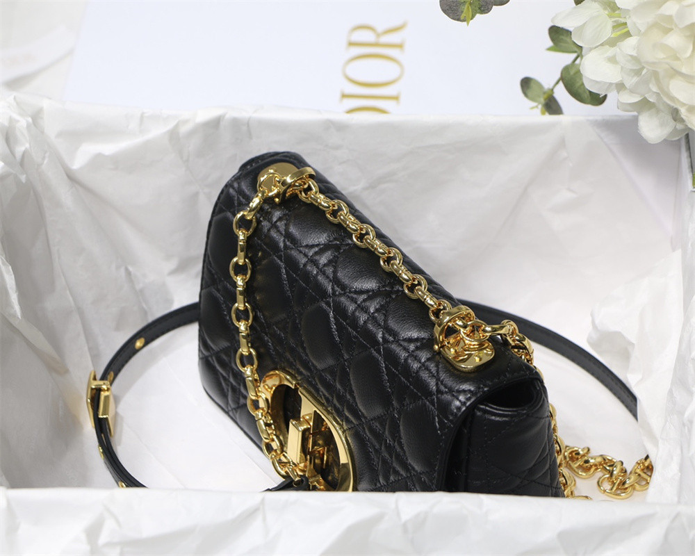 SMALL DIOR CARO BAG Black Supple Cannage Calfskin 20 x 12 x 7 cm