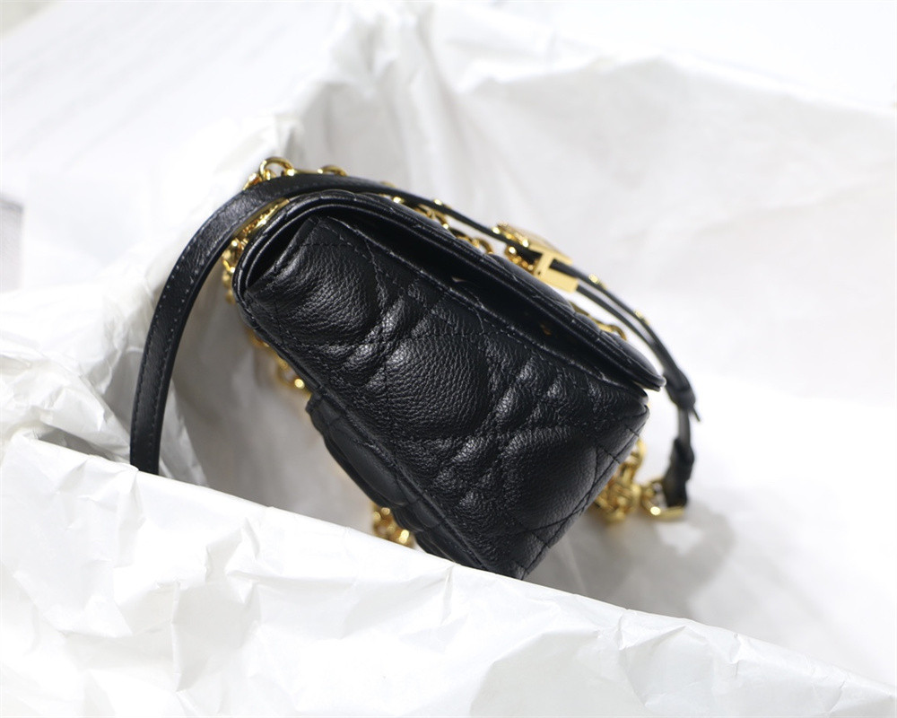 SMALL DIOR CARO BAG Black Supple Cannage Calfskin 20 x 12 x 7 cm