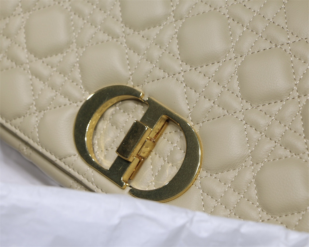 LARGE DIOR CARO BAG Beige Supple Cannage Calfskin 29 x 18 x 10 cm