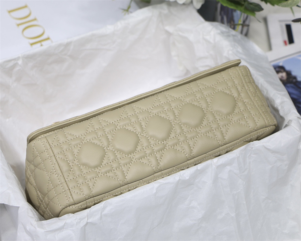 LARGE DIOR CARO BAG Beige Supple Cannage Calfskin 29 x 18 x 10 cm