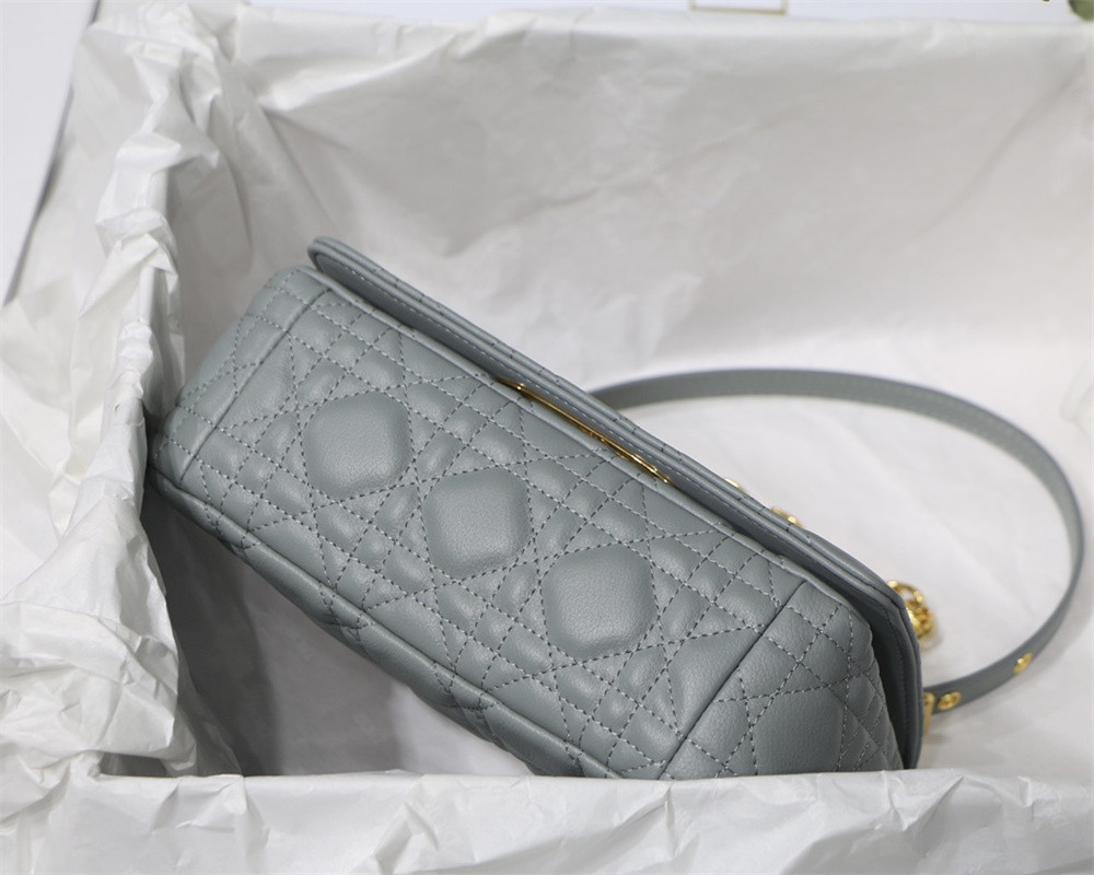 SMALL DIOR CARO BAG Stone Gray Supple Cannage Calfskin 20 x 12 x 7 cm