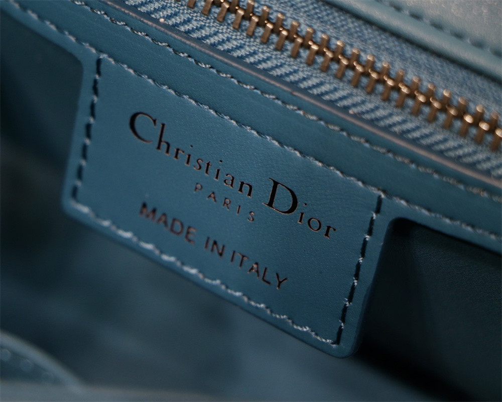 SMALL DIOR CARO BAG Navy Supple Cannage Calfskin With Silver Hardware 20 x 12 x 7 cm