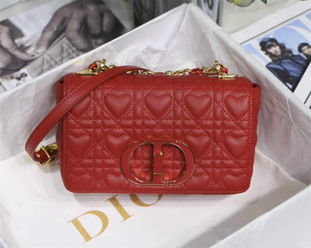 SMALL DIOR CARO BAG amour red 20 x 12 x 7 cm
