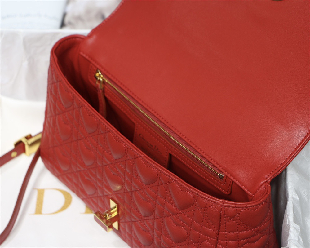 MEDIUM DIOR CARO BAG amour red 25.5 x 15.5 x 8 cm