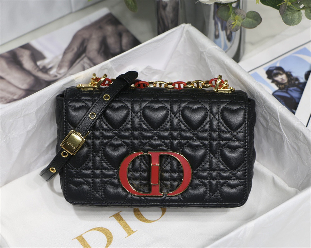 SMALL DIOR CARO BAG amour black 20 x 12 x 7 cm