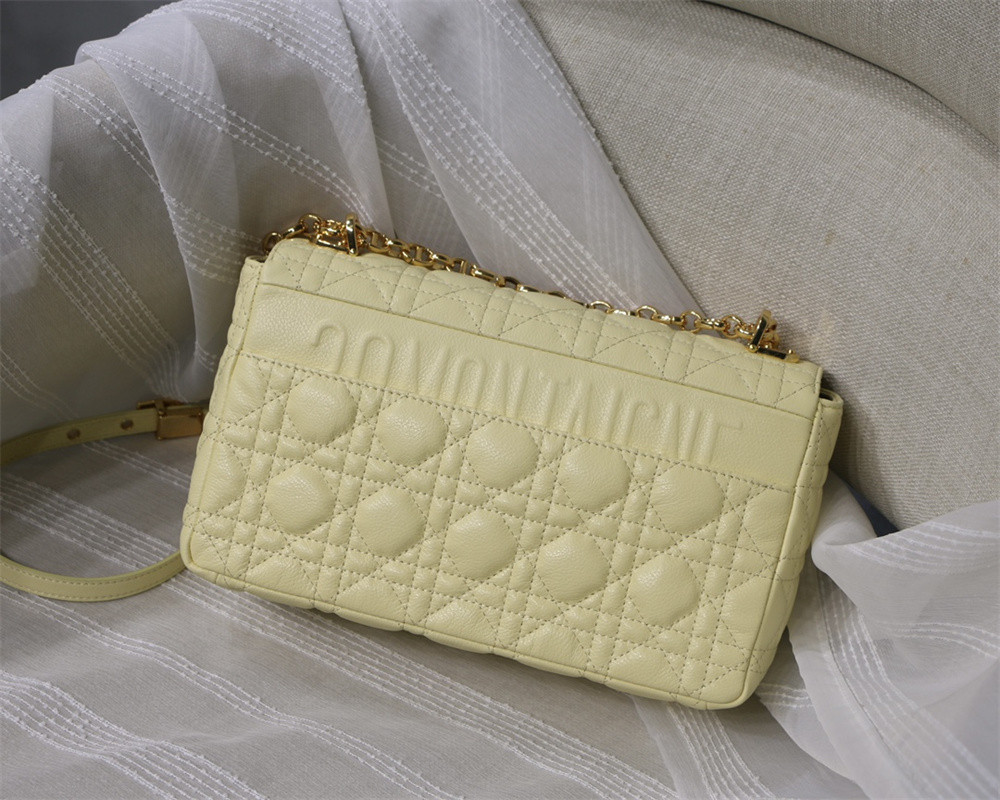 MEDIUM DIOR CARO BAG light yellow Supple Cannage Calfskin 25.5 x 15.5 x 8 cm