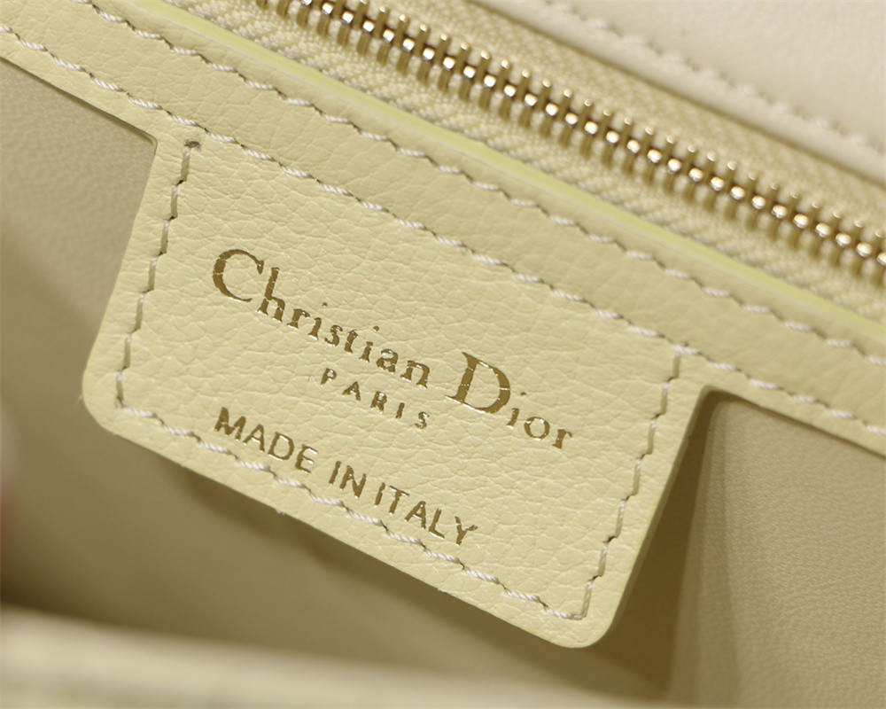 MEDIUM DIOR CARO BAG light yellow Supple Cannage Calfskin 25.5 x 15.5 x 8 cm