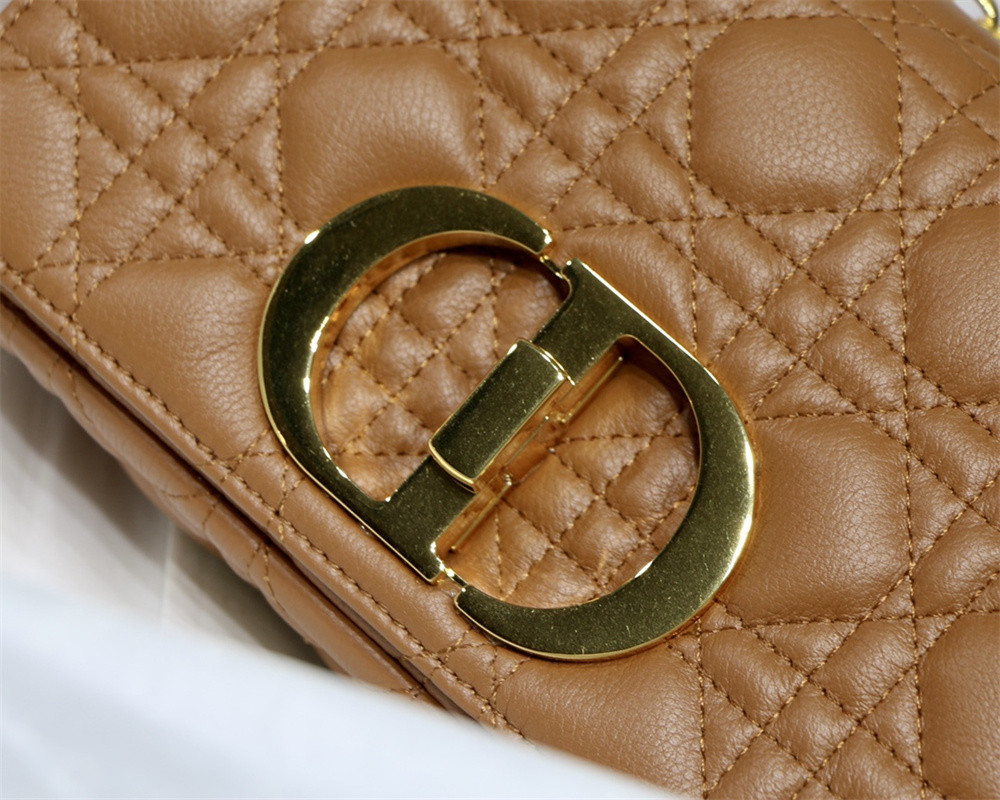 SMALL DIOR CARO BAG Caramel Supple Cannage Calfskin 20 x 12 x 7 cm