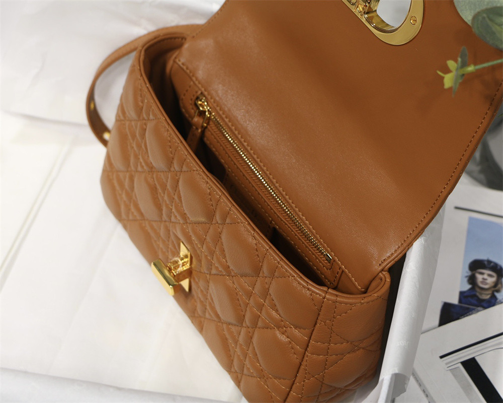 SMALL DIOR CARO BAG Caramel Supple Cannage Calfskin 20 x 12 x 7 cm