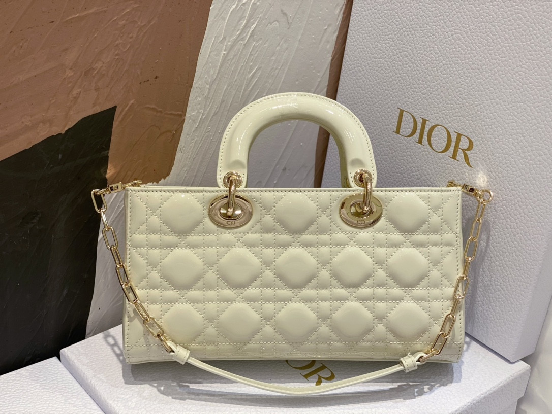 DIOR SMALL LADY D-JOY BAG White Patent