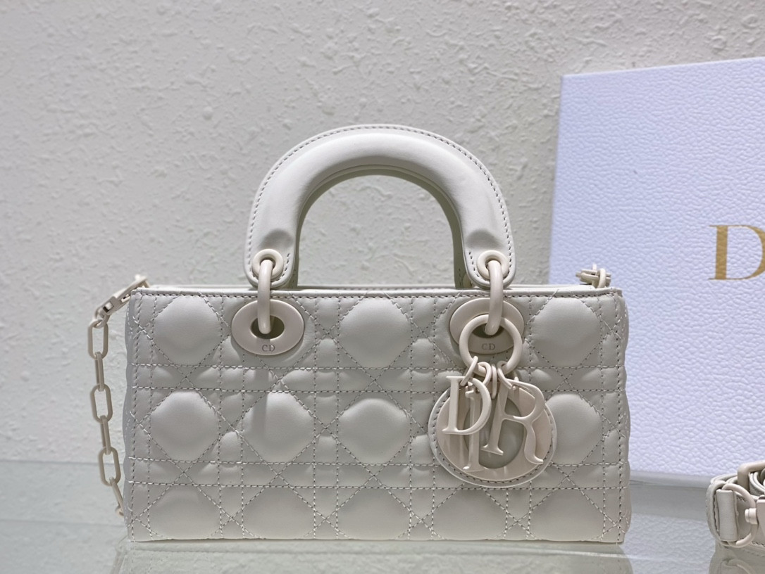 DIOR SMALL LADY D-JOY BAG Ultramatte White Cannage Calfskin