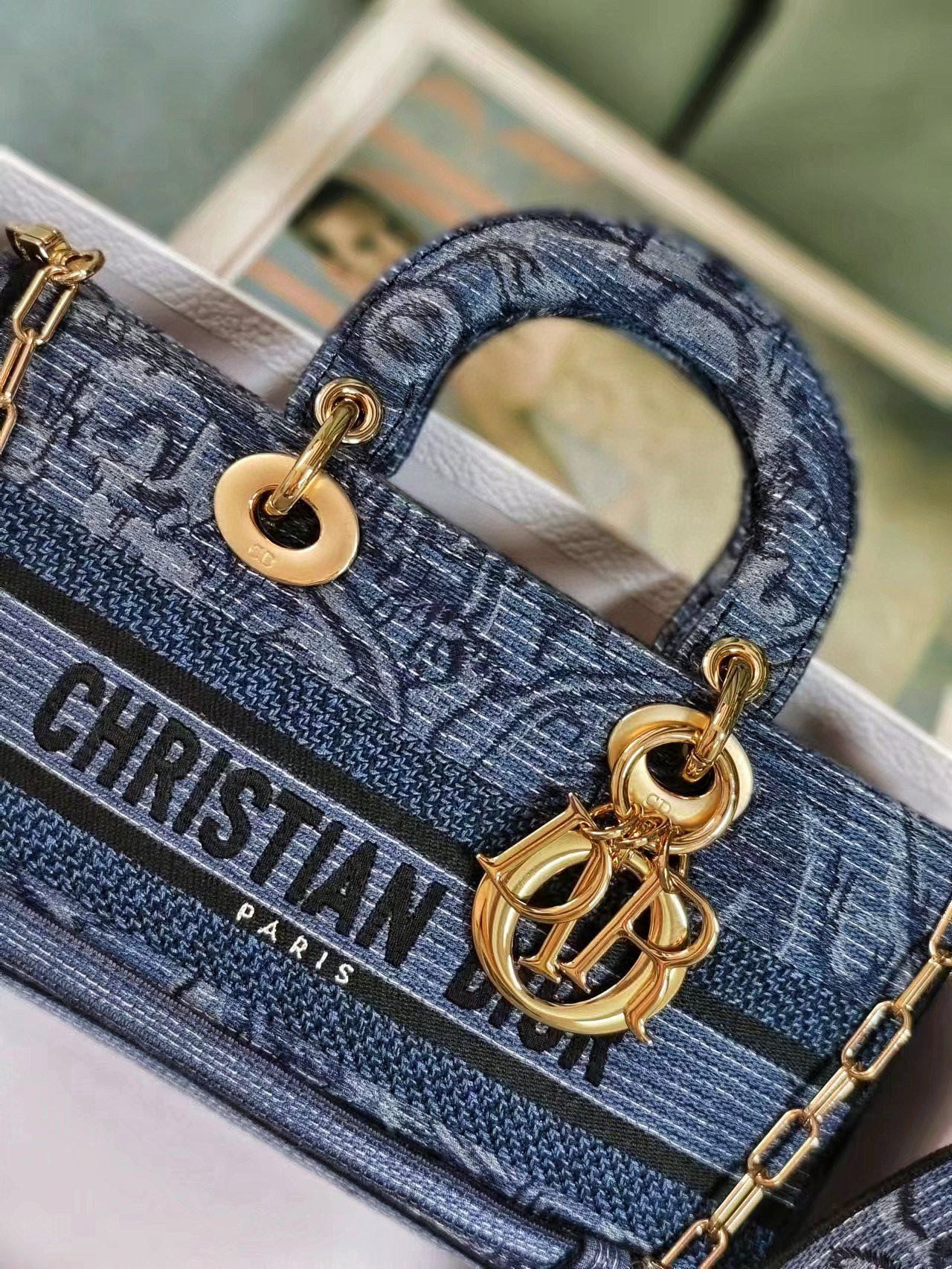 DIOR MEDIUM LADY D-JOY BAG BLUE