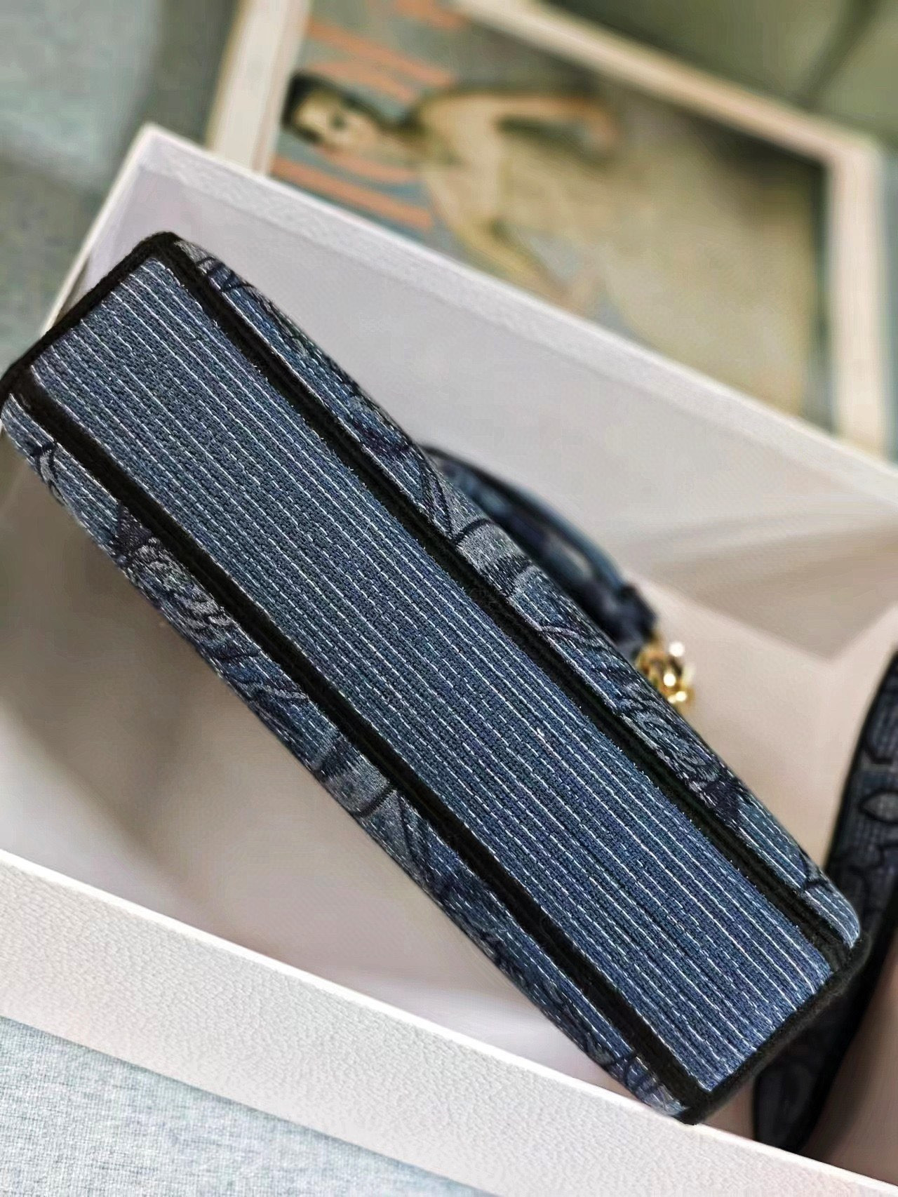 DIOR MEDIUM LADY D-JOY BAG BLUE