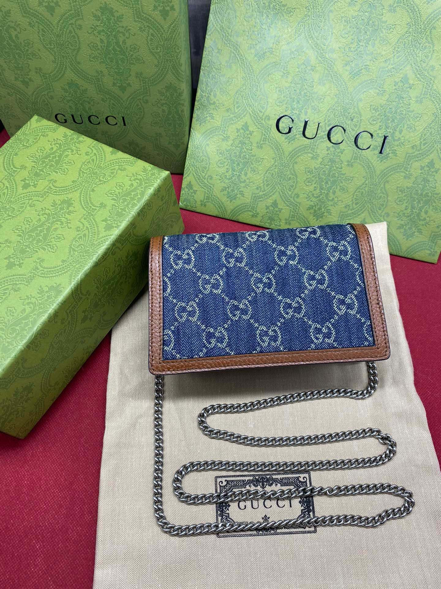 GUCCI DIONYSUS GG SUPREME SUPER MINI BAG 6.5"Wx3.9"Hx1.6"D