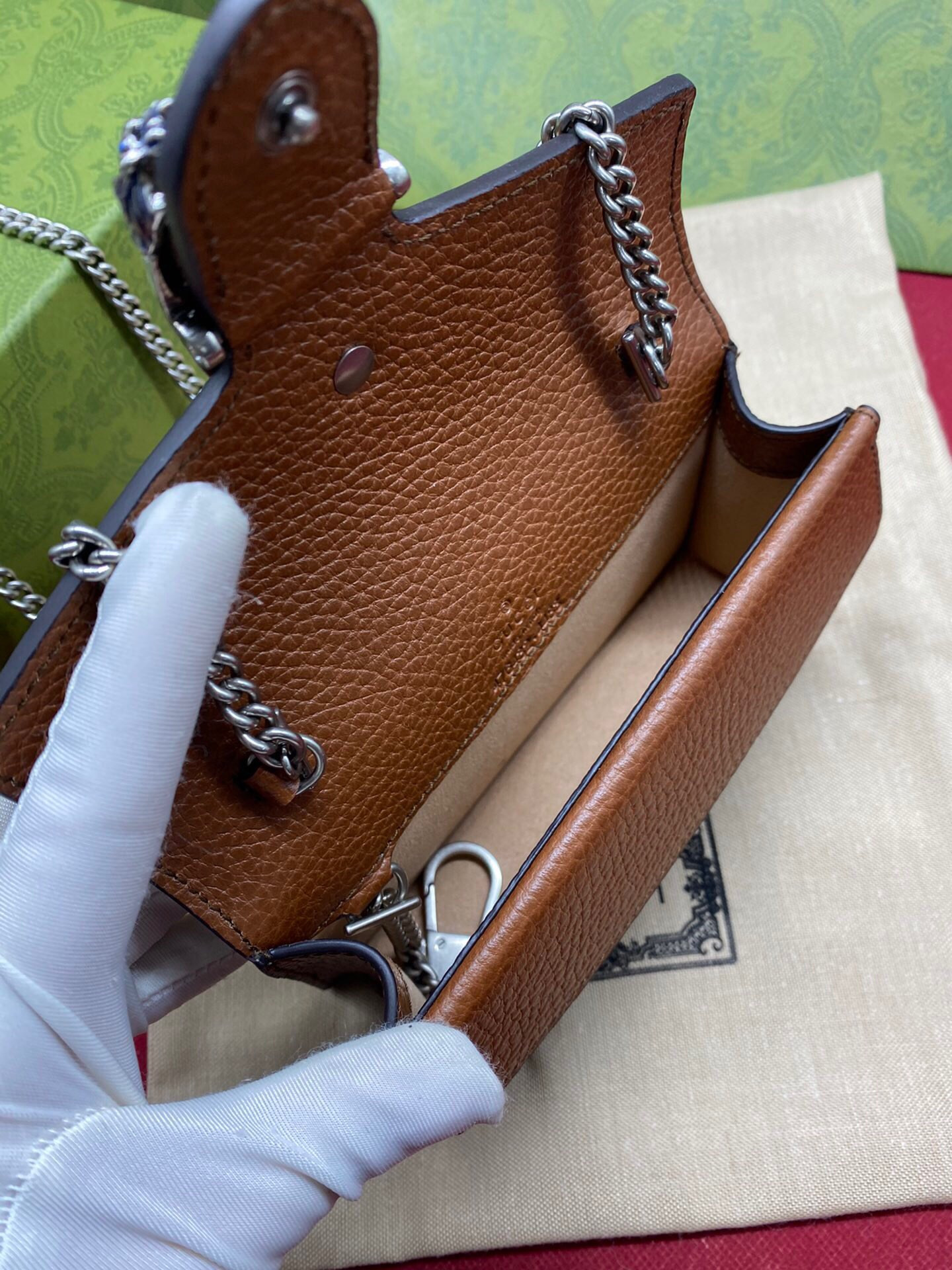 GUCCI DIONYSUS GG SUPREME SUPER MINI BAG 6.5"Wx3.9"Hx1.6"D