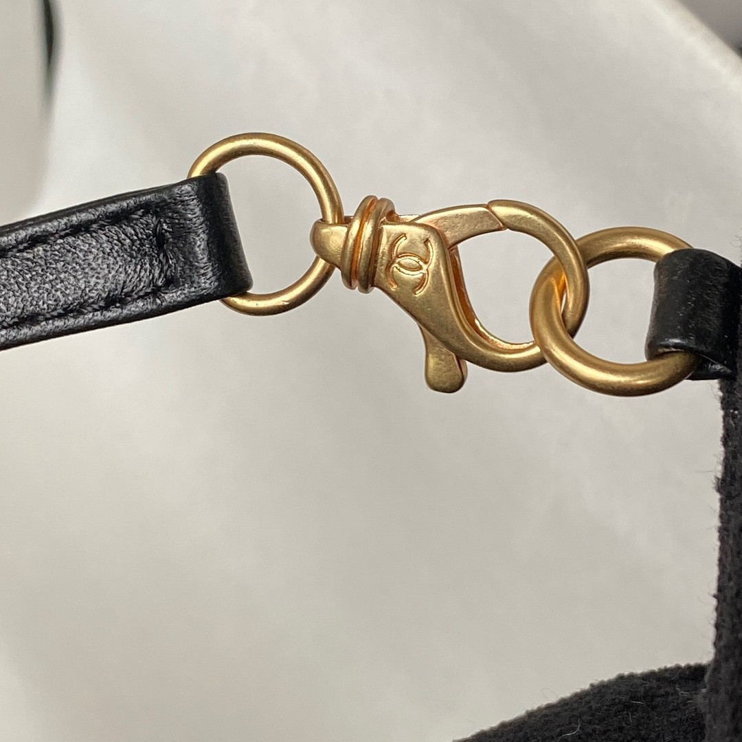 CHANEL 22 HANDBAG velvet black 15.2×16.4×3.1 in
