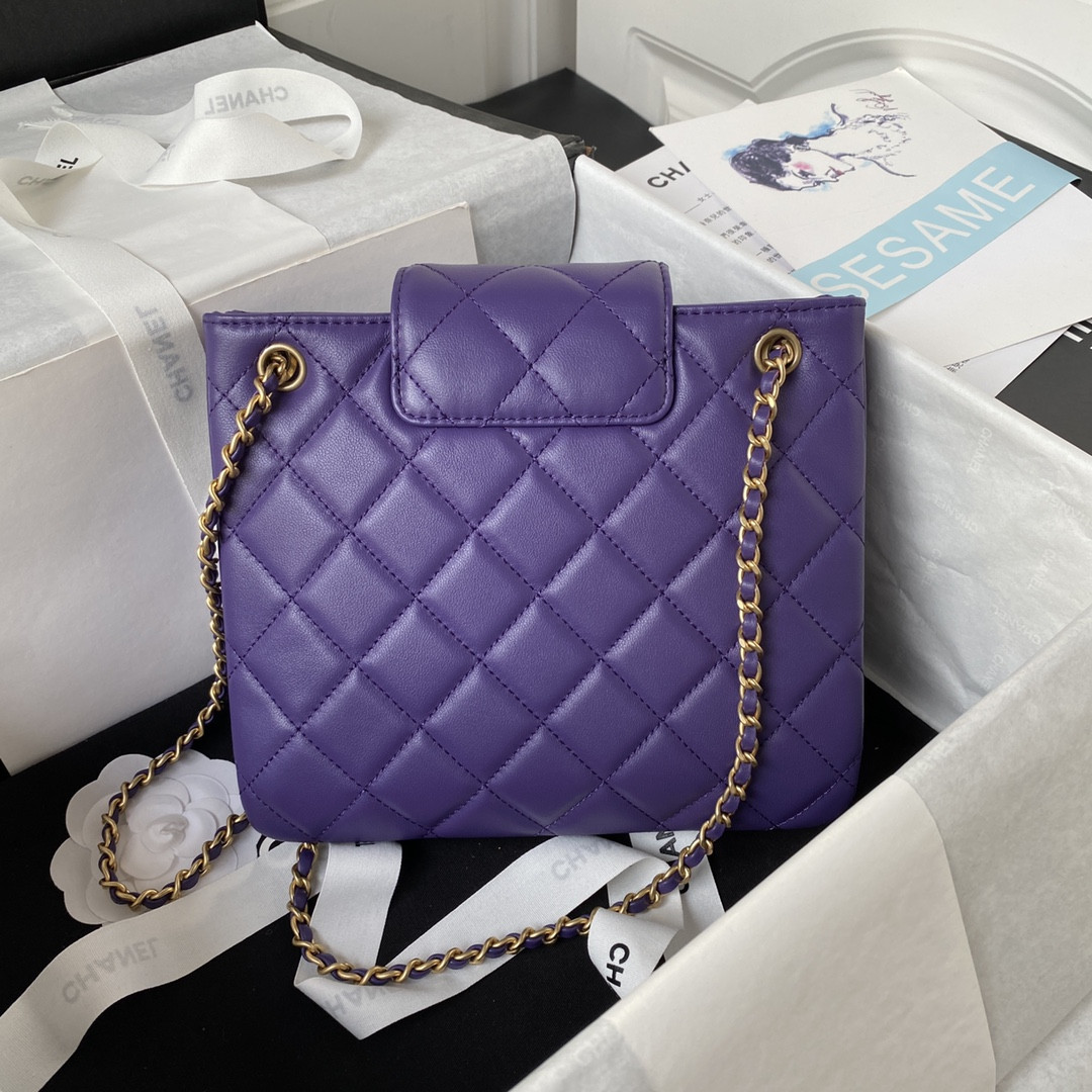 CHANEL BAGUETTE BAG PURPLE 17.5×20×5cm