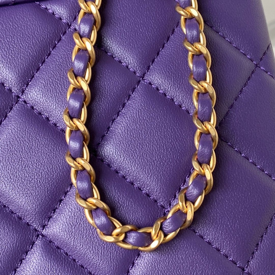 CHANEL BAGUETTE BAG PURPLE 17.5×20×5cm