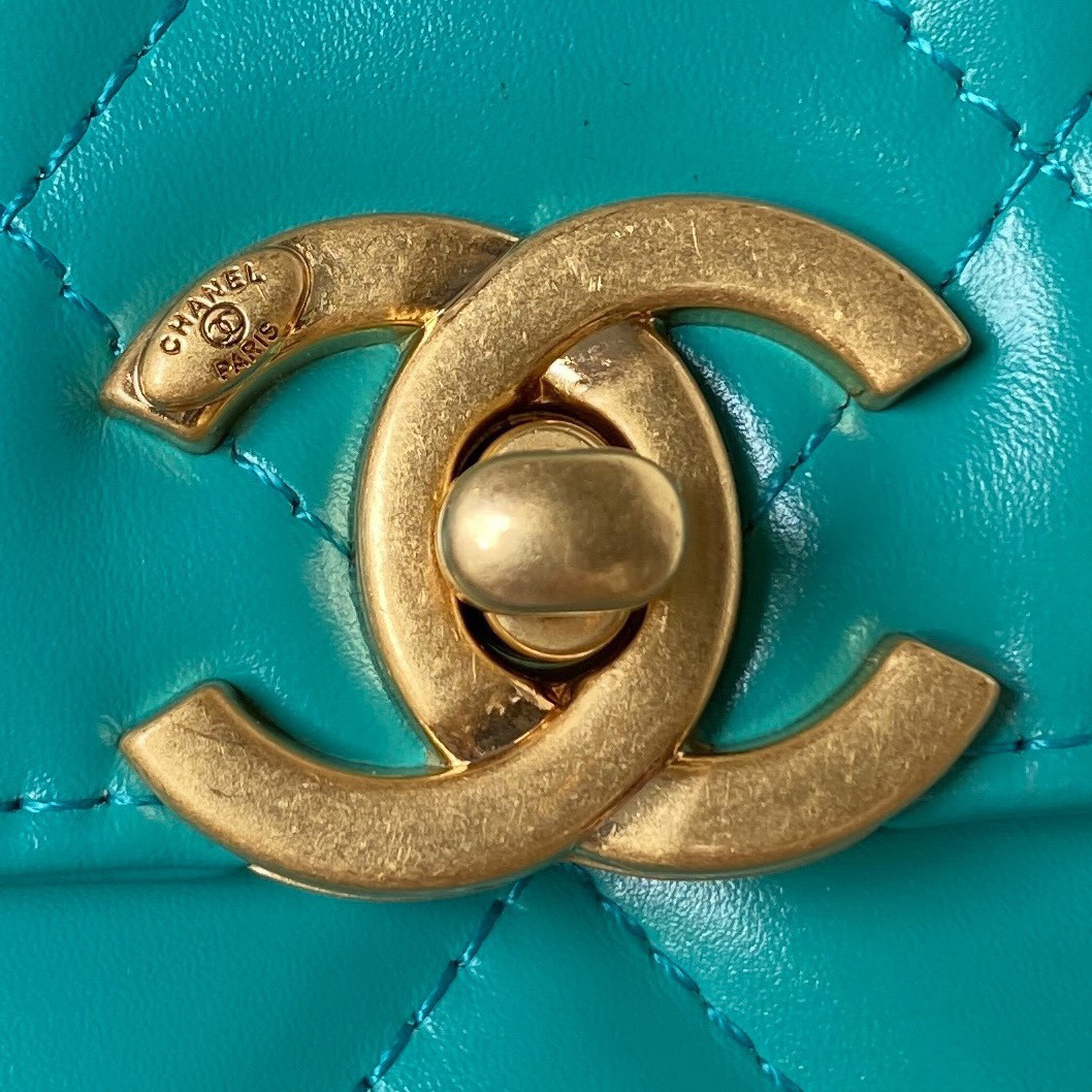 CHANEL MINI FLAP BAG BLUE 12×19×8cm