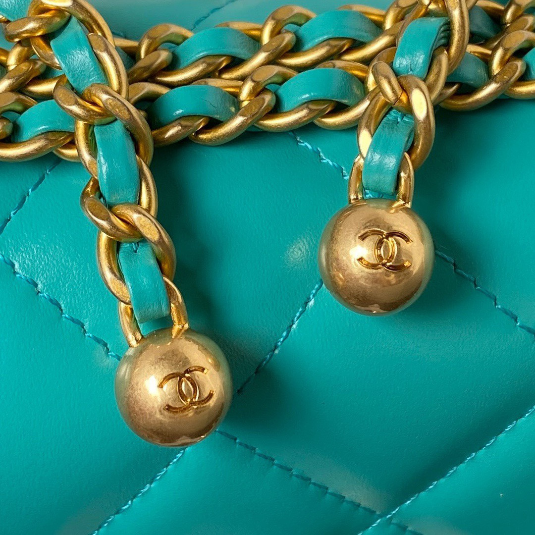 CHANEL MINI FLAP BAG BLUE 12×19×8cm