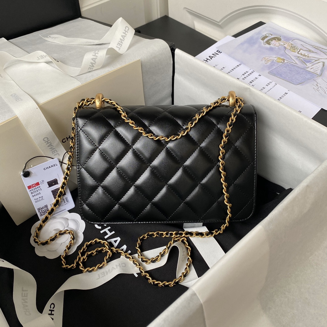 CHANEL FLAP BAG BLACK 22×14.5×8cm