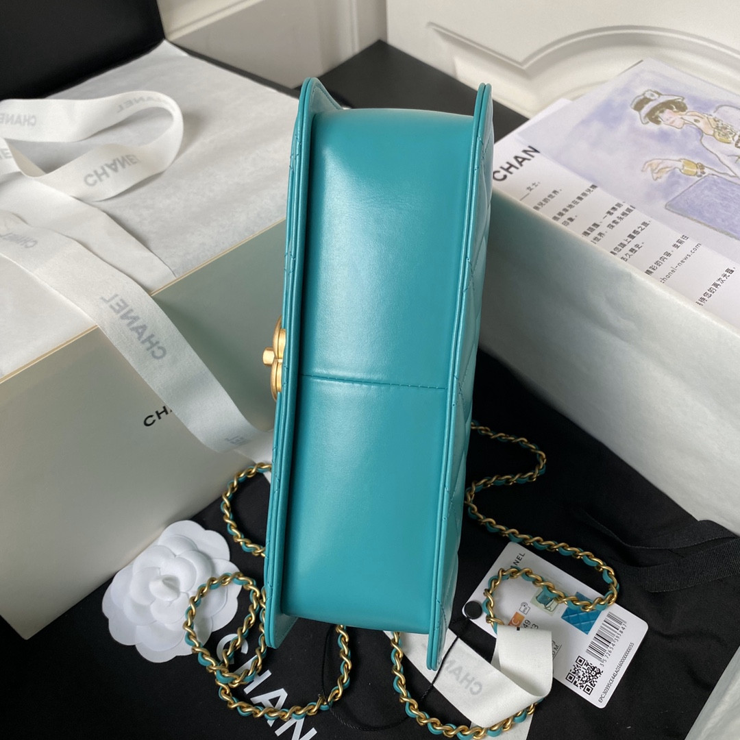 CHANEL FLAP BAG BLUE 22×14.5×8cm