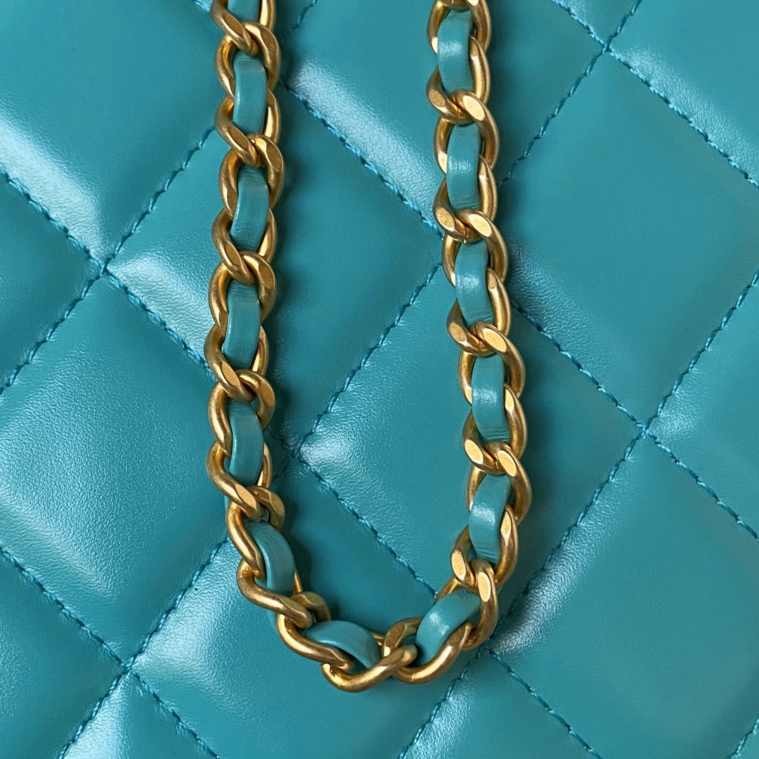 CHANEL FLAP BAG BLUE 22×14.5×8cm