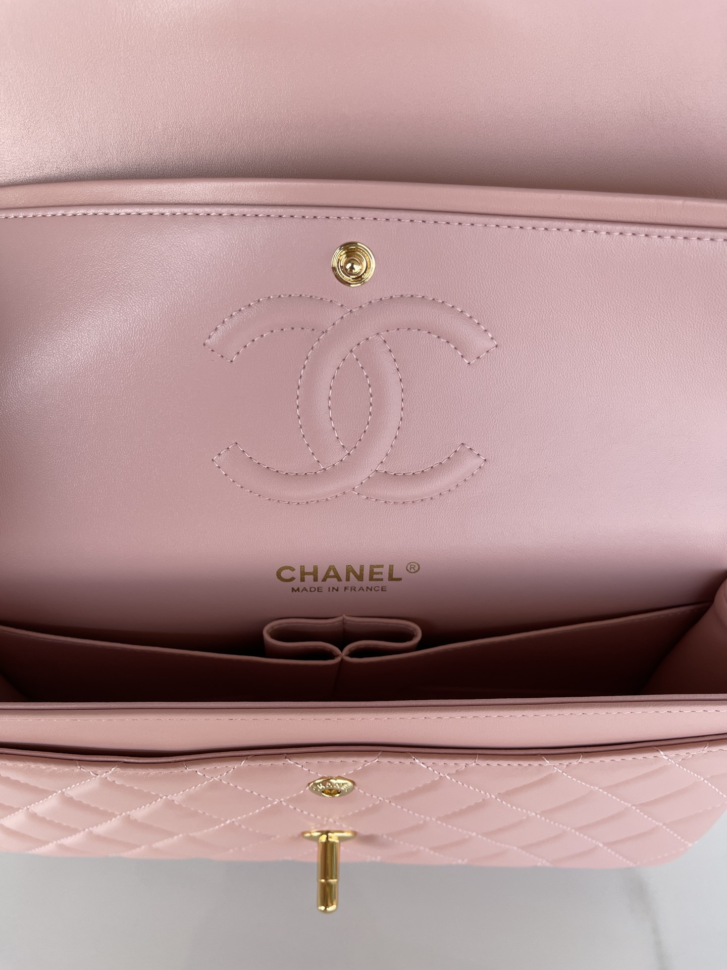 CHANEL CLASSIC FLAP 25CM CF PINK GOLD 6 × 9.9 × 2.5 in