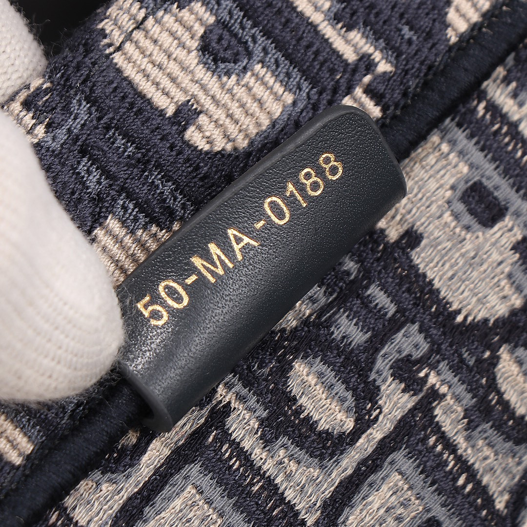 Large Dior Book Tote  Ecru and Blue Dior Oblique Embroidery 16.5 x 14 x 7.5 inches