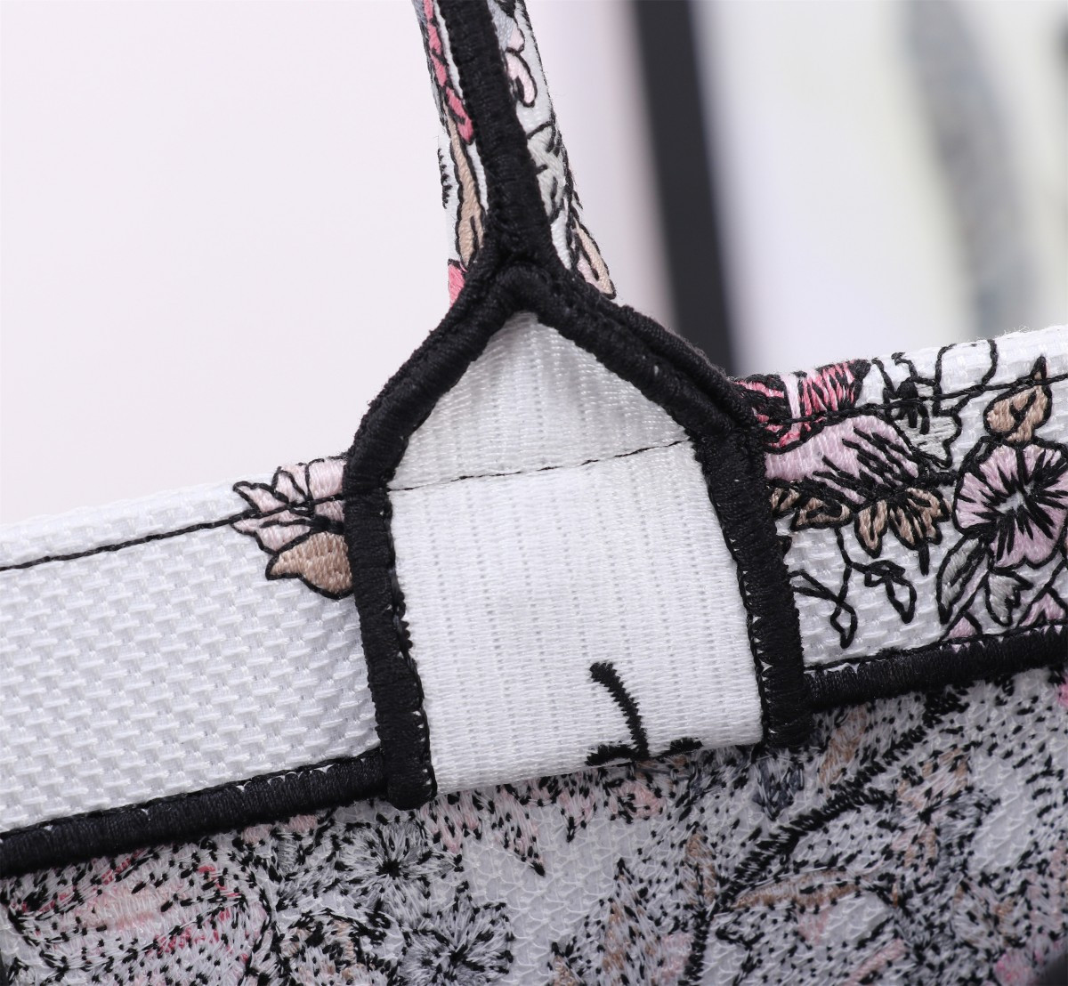 Medium Dior Book Tote  White and Pastel Pink Butterfly Around The World Embroidery 14 x 11 x 6.5 inches