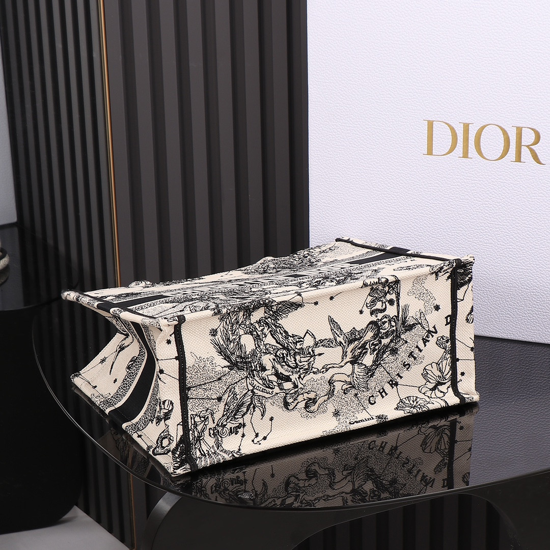 Medium Dior Book Tote De Jouy Zodiac 14 x 11 x 6.5 inches