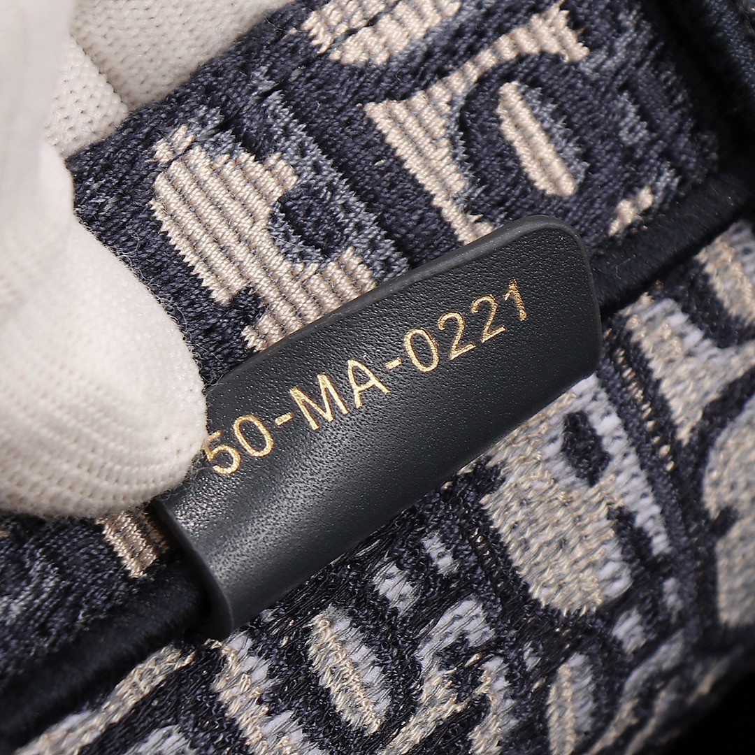 Small Dior Book Tote Ecru and Blue Dior Oblique Embroidery 10.5 x 8.5 x 5.5 inches