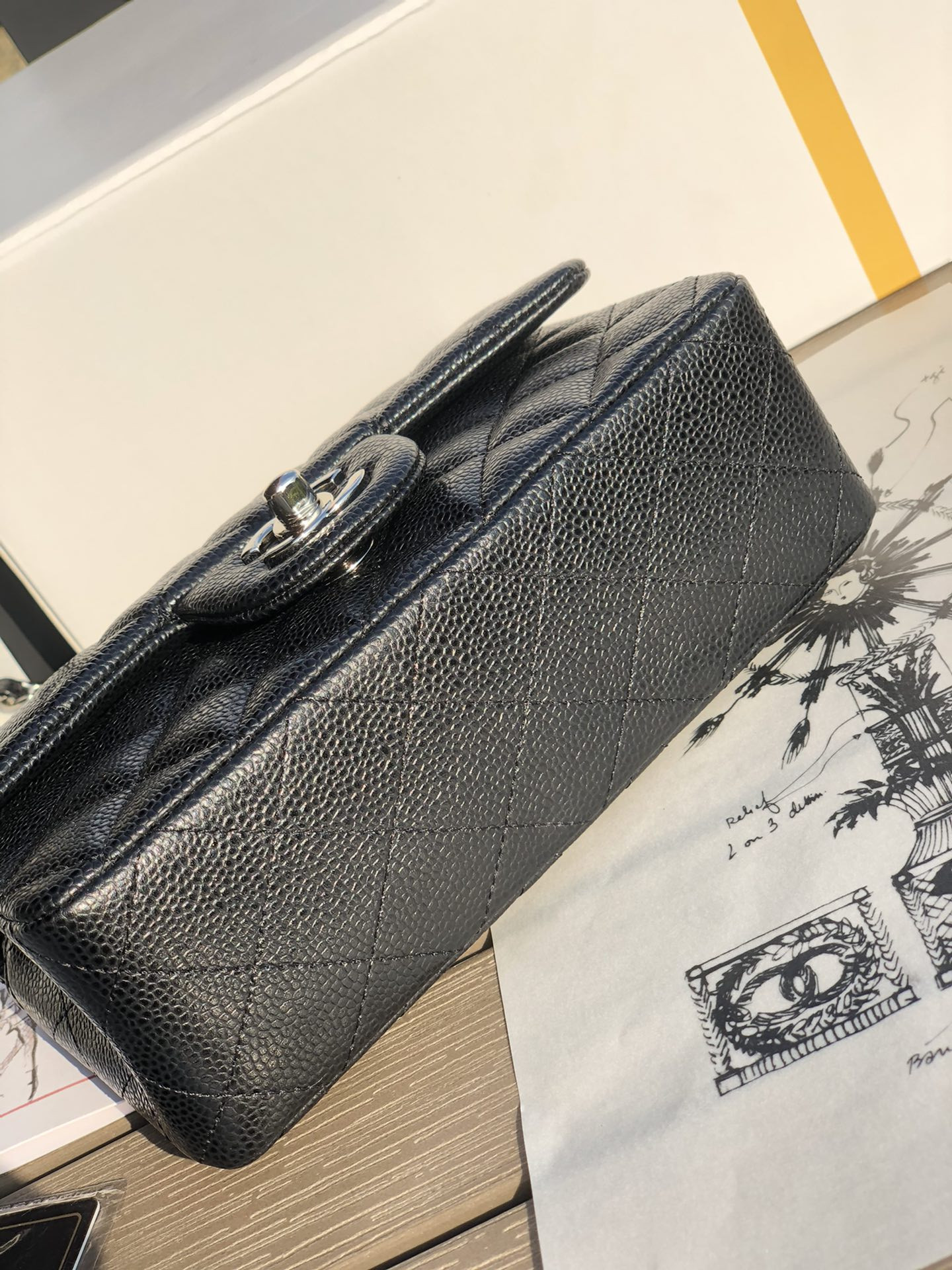 CHANEL MINI FLAP BAG BLACK 4.7 × 7.8 × 2.3 in