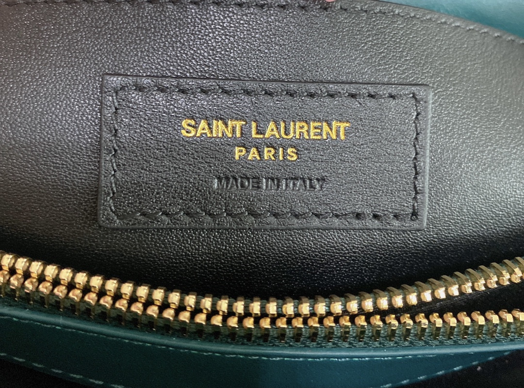 YSL LOULOU SMALL IN QUILTED LEATHER BLUE GOLD 9 X 6.1 X 3.3 INCHES