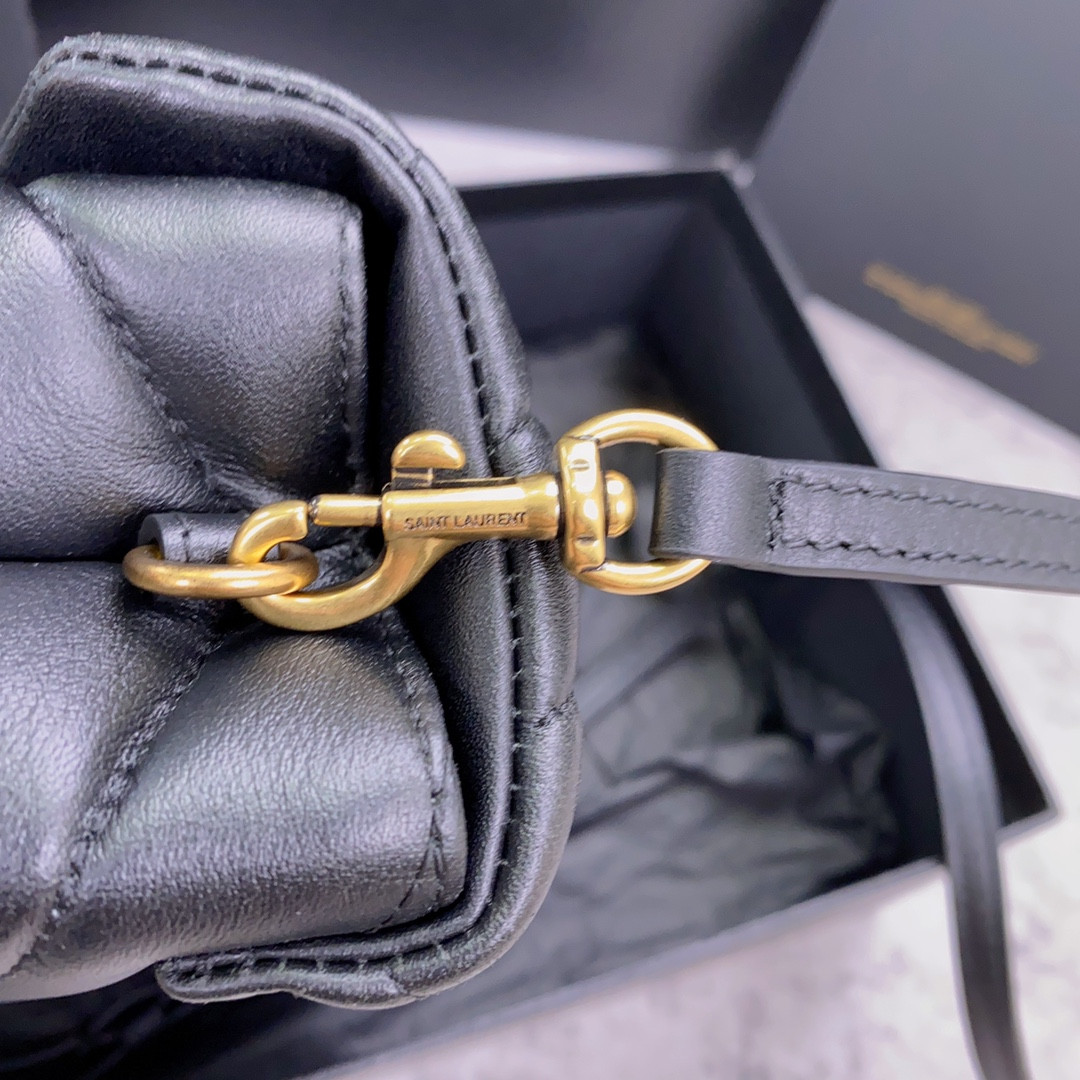 YSL TOY LOULOU IN QUILTED LEATHER BLACK 7.9 X 5.5 X 3 INCHES