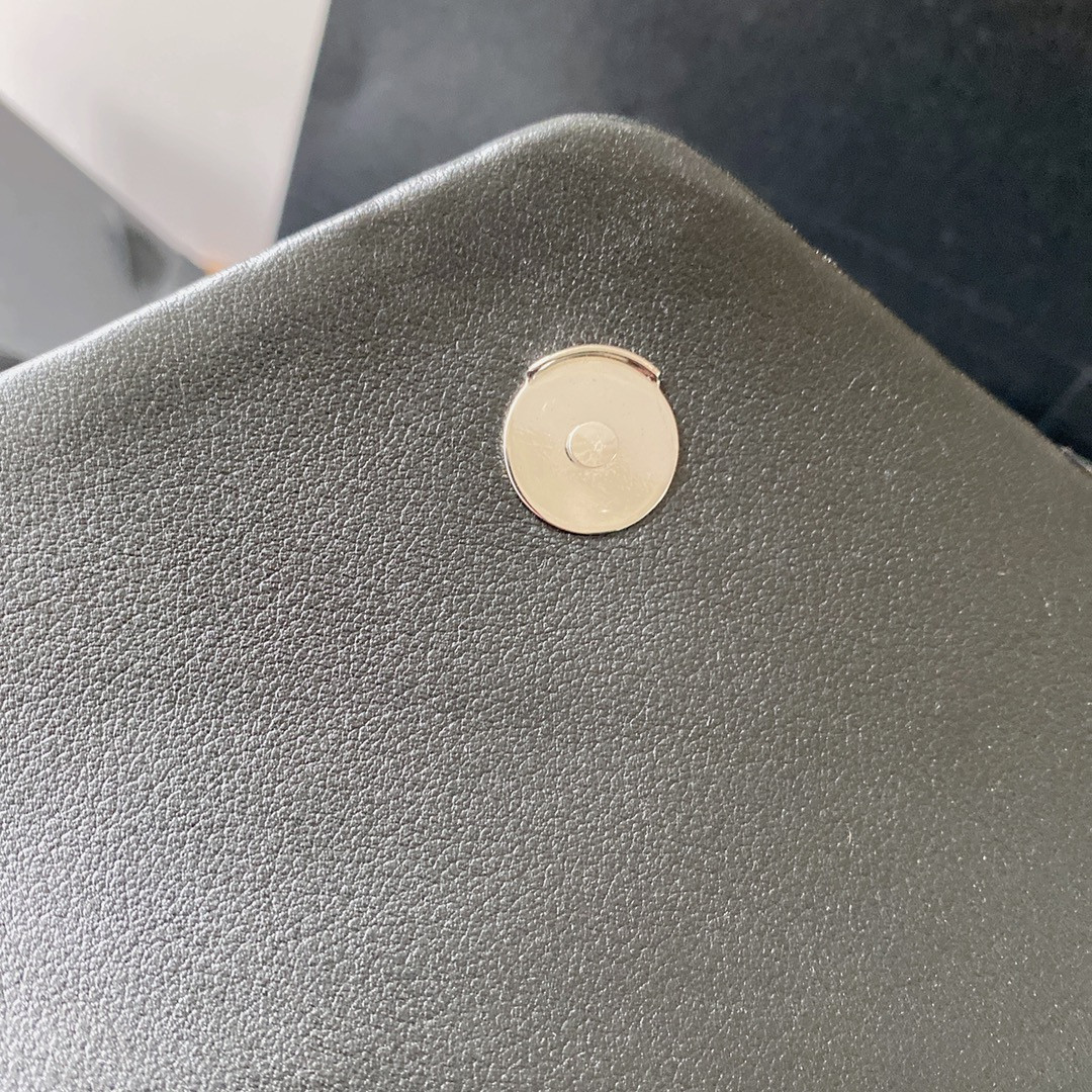 YSL LOULOU MEDIUM IN QUILTED LEATHER BLACK Silver 12.5 X 8.6 X 3.5 INCHES