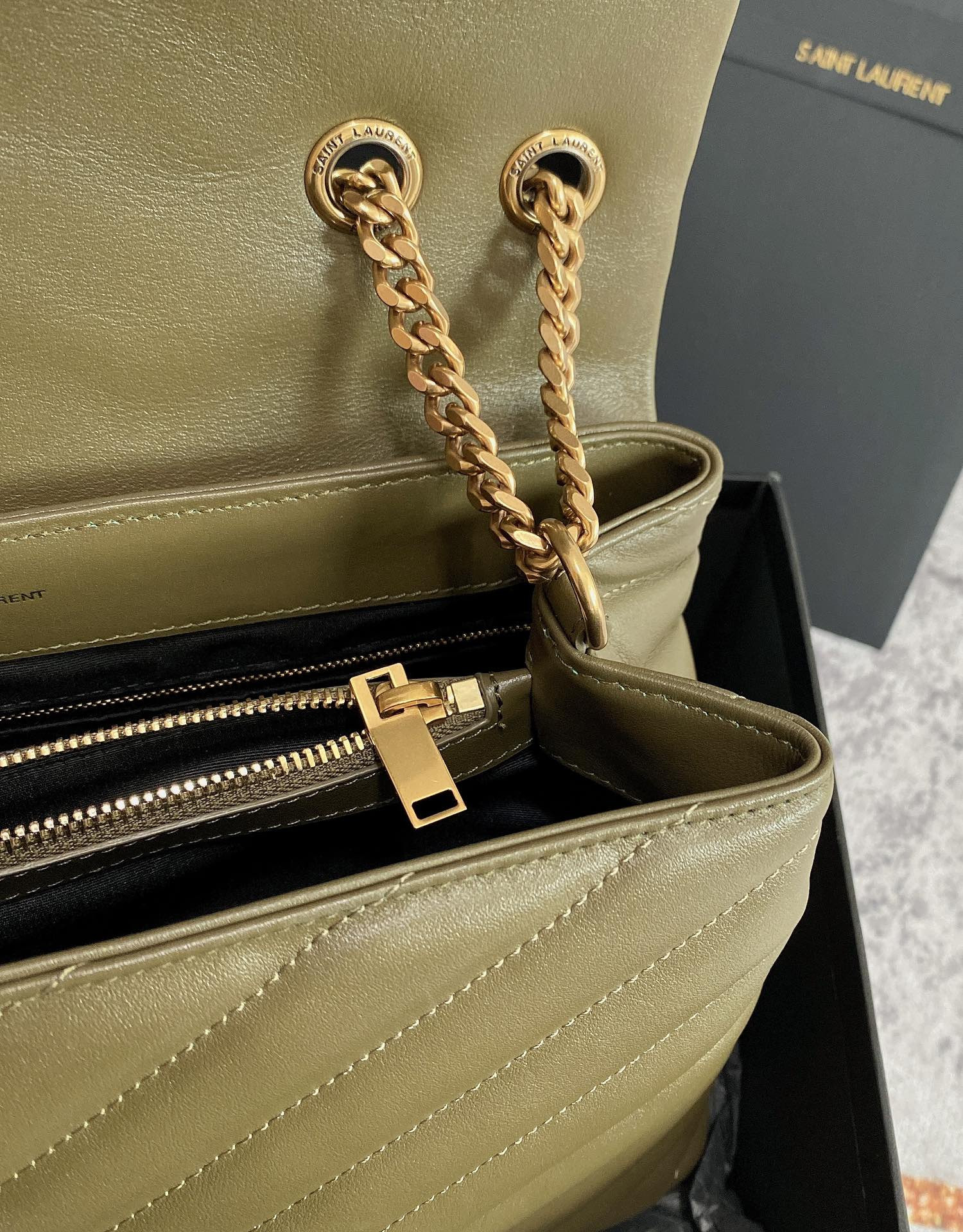 YSL LOULOU MEDIUM IN QUILTED LEATHER 12.5 X 8.6 X 3.5 INCHES