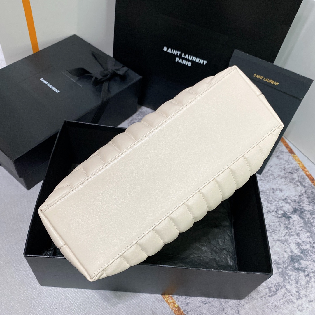 YSL LOULOU MEDIUM IN QUILTED LEATHER BLANC VINTAGE 12.5 X 8.6 X 3.5 INCHES