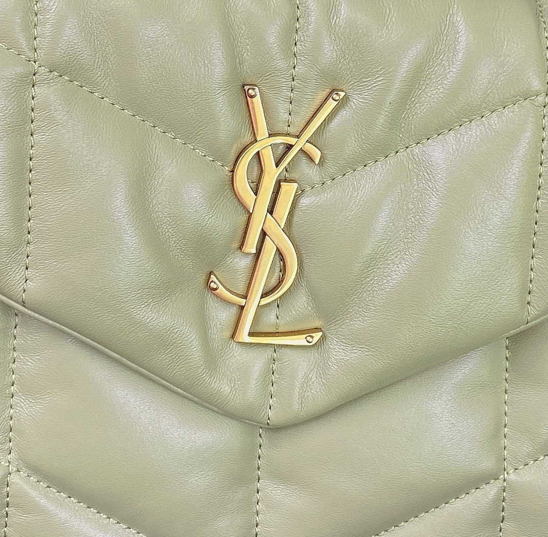 YSL PUFFER SMALL IN NAPPA LEATHER GREEN 11.4 X 6.6 X 4.3 INCHES