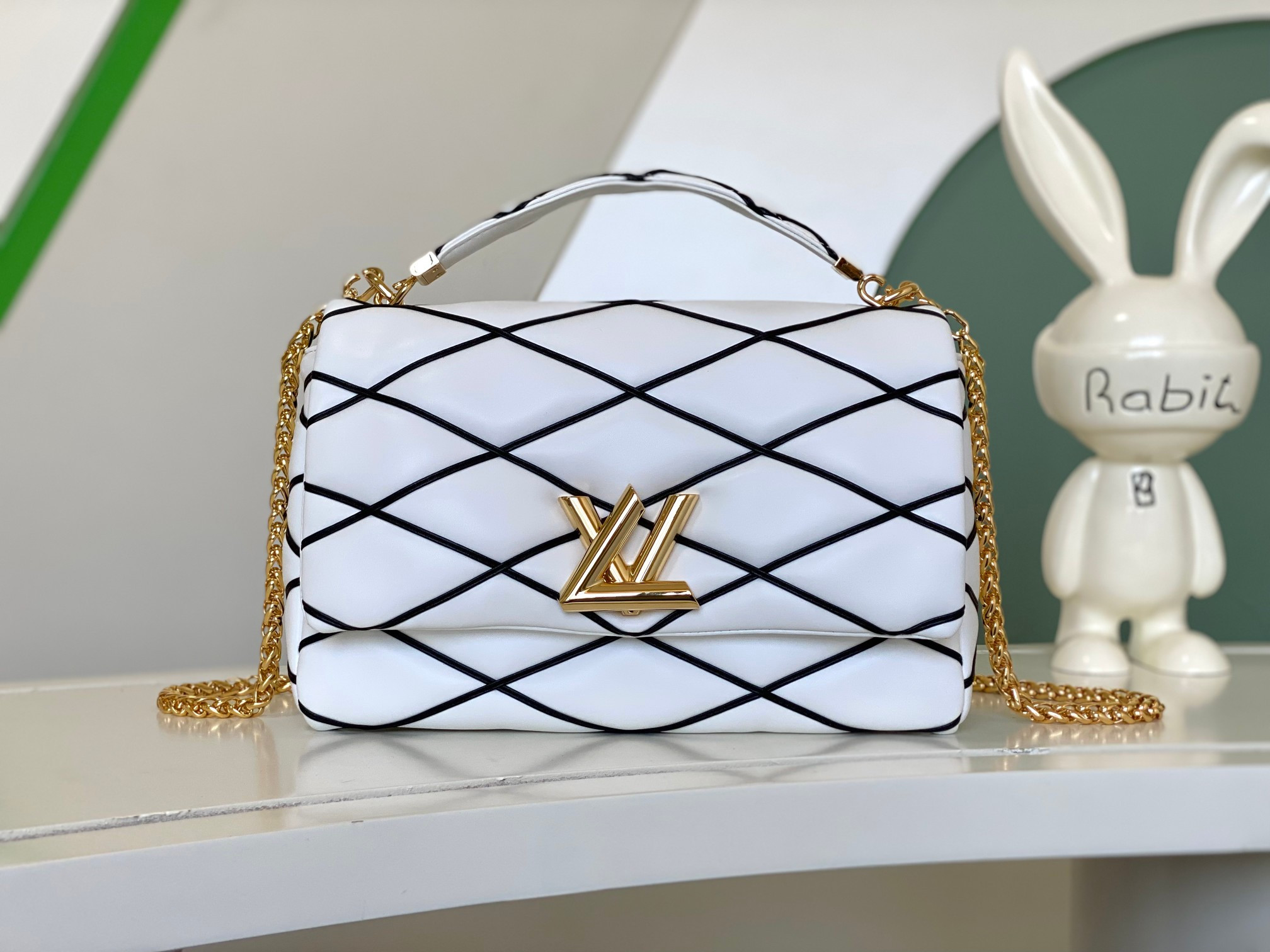 LOUIS VUITTON GO-14 GM WHITE 12.2 x 7.7 x 4.3 inches