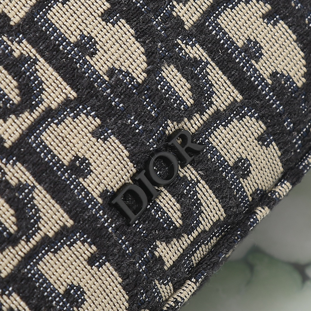 DIOR Safari Bag with Strap  Beige and Black Dior Oblique Jacquard 8.5 x 6 x 2.5 inches