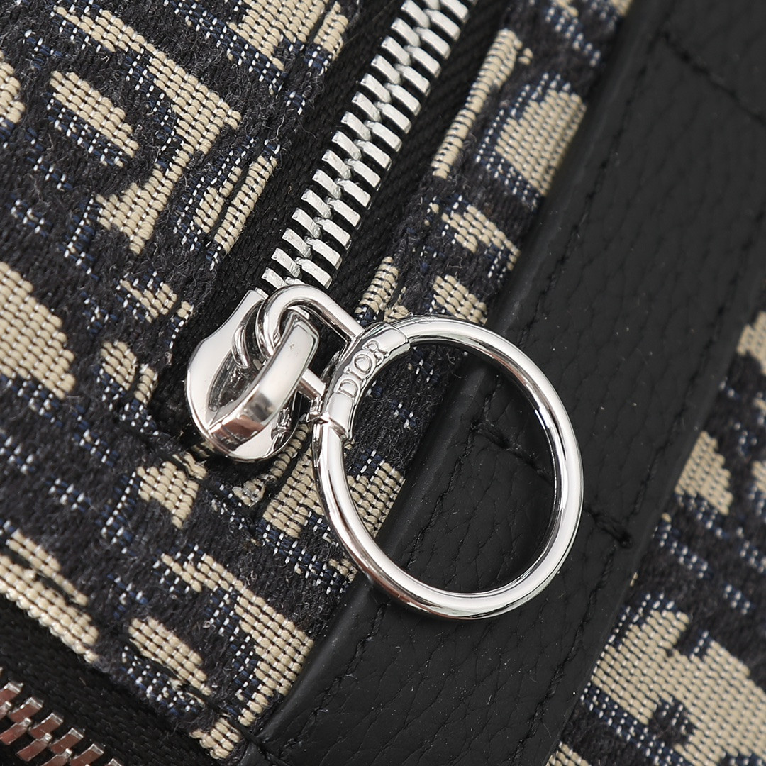 DIOR Safari Bag with Strap  Beige and Black Dior Oblique Jacquard 8.5 x 6 x 2.5 inches