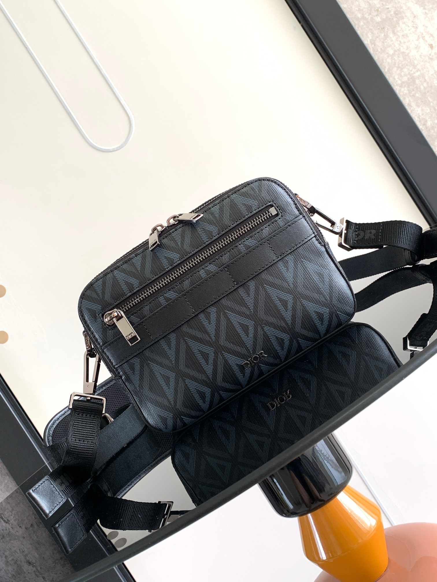 DIOR Safari Bag with Strap Navy 8.5 x 6 x 2.5 inches