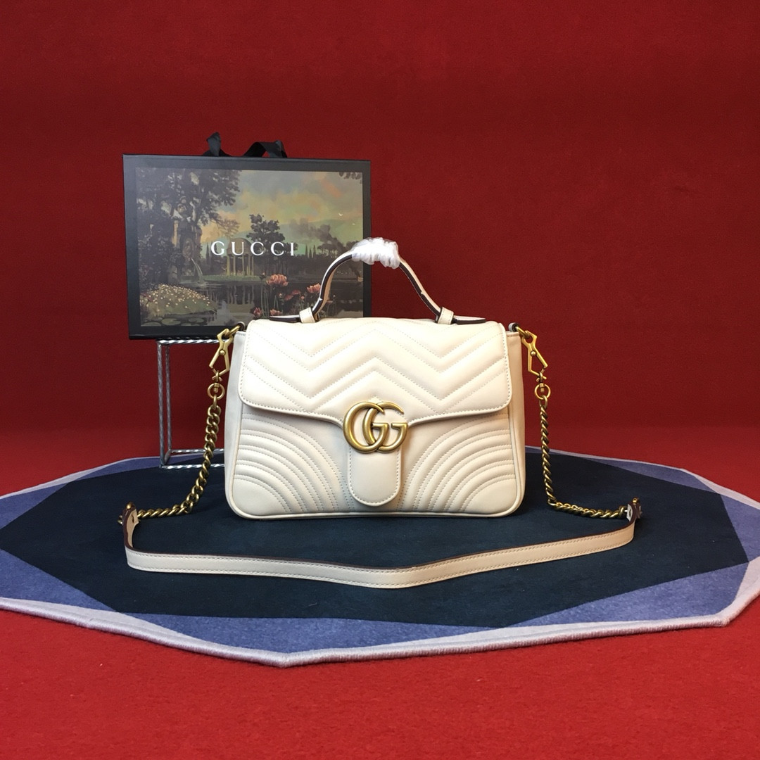GUCCI GG MARMONT SMALL SHOULDER BAG WHITE 10"W x 6"H x 3"D