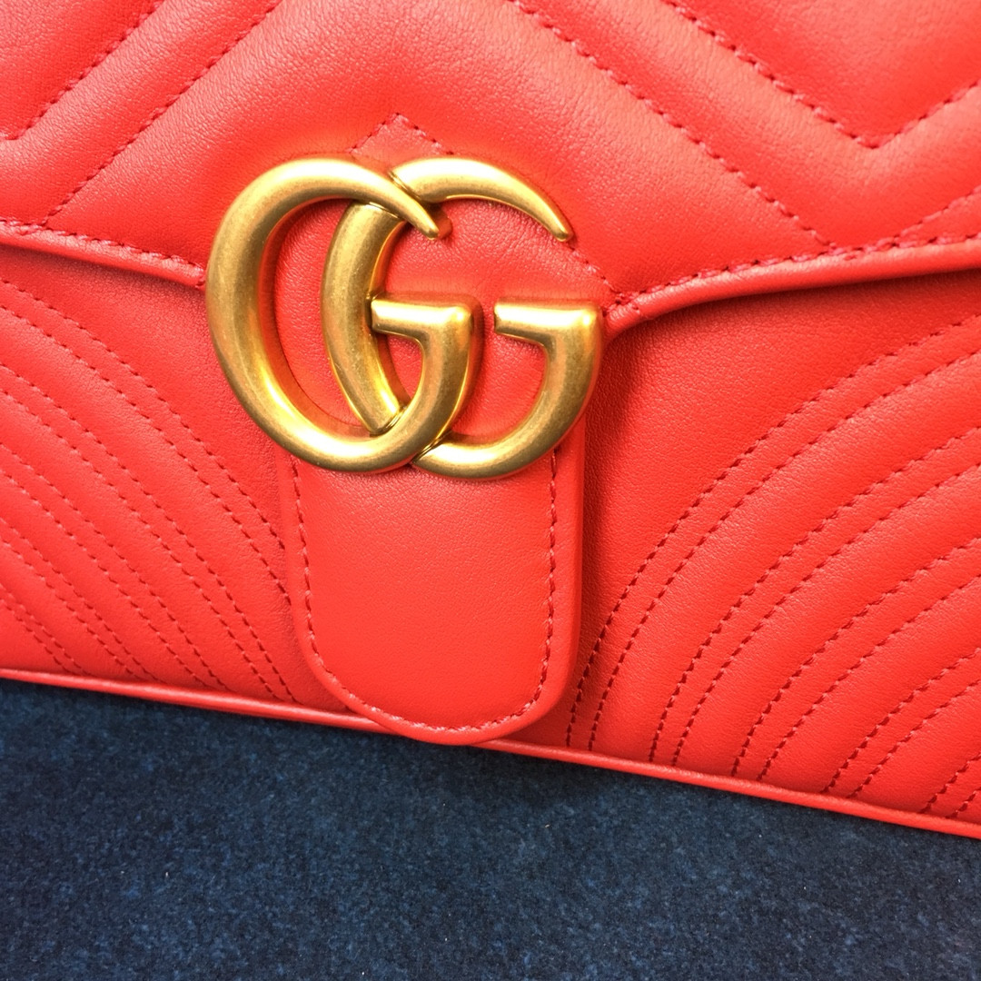 GUCCI GG MARMONT SMALL SHOULDER BAG RED 10"W x 6"H x 3"D