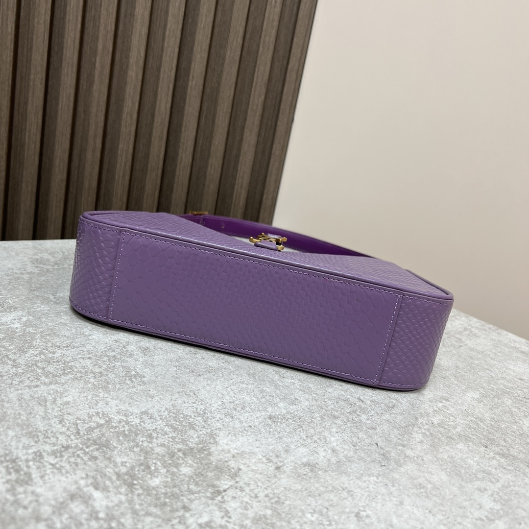 YSL LE 5 À 7 IN CROCODILE-EMBOSSED LEATHER purple 9 X 6.3 X 2.5 INCHES