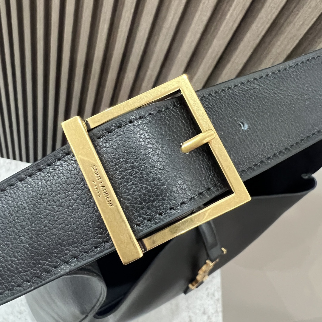 YSL LE 5 À 7 SUPPLE LARGE IN SMOOTH LEATHER BLACK 11.8" X 11" X 4.3"